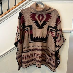 Lucky Brand Southwestern Print Poncho Sweater